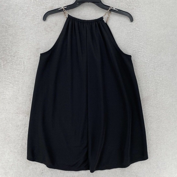 Essentials by Milano Sleeveless Top‎ MEDIUM Gold Chain Shoulder Straps Black - Picture 2 of 10